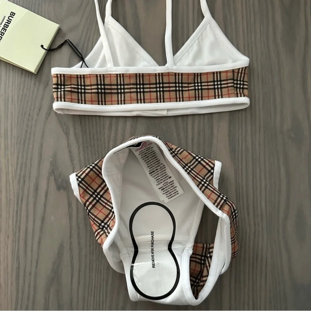 BURBERRY GIRLS MICRO CHECK TWO-PIECE SWIMSUIT